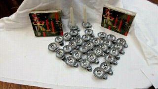Vtg Set Of 30 Aluminum Pinecone Christmas Tree Clip Candle Holders,  Candles