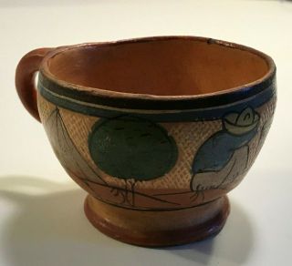 Coffee Cup Cute Old Vintage Mexico Tlaquepaque Pottery Hand Thrown Painted