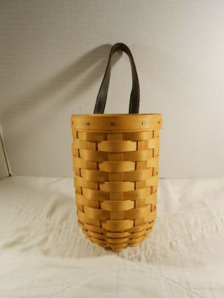 Longaberger Basket Round With Leather Handle 2001