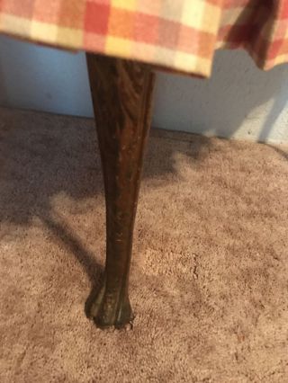 Foot Stool Ottoman Padded Corner Metal Claw Feet Triangle In Shape Vintage 2