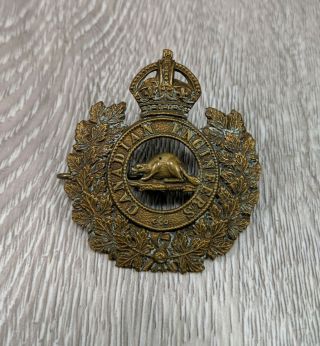Vintage Wwi Canadian Engineers General Service Cap Badge Beaver Crown
