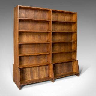 Antique Library Bookshelf,  Pitch Pine,  Double - Sided Bookcase,  Room Divider C1910