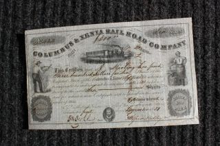 1851 Signed - Alfred Kelley,  1st Mayor Of Cleveland,  Ohio - Columbus & Xenia Rr Co