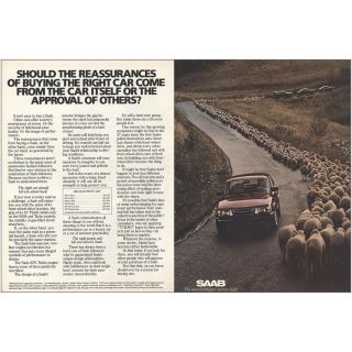 1984 Saab: Should The Reassurances,  Sheep Vintage Print Ad