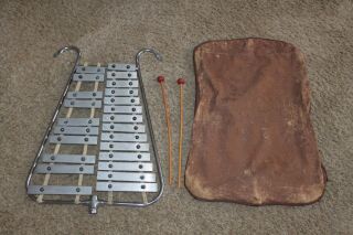 Vintage Glockenspiel Bell Lyra Musical Instrument Band Xylophone W/sticks,  Pouch
