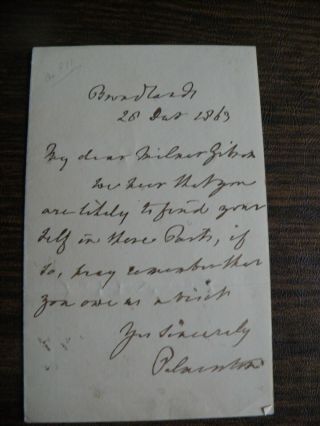 Authentic Autographed Manuscript Letter Lord Palmerston - Dated 1863
