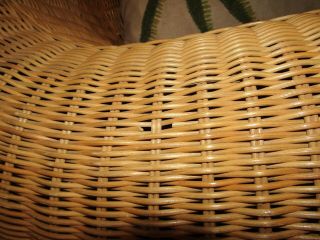 RARE Vintage PAIR Bamboo Rattan Wicker Barrel Back Patio Sun Room Porch Chairs 3