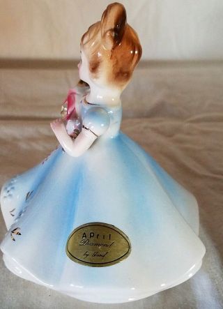 Vintage JOSEF ORIGINALS April Diamond Birthstone Girl Figurine Blue Dress 2