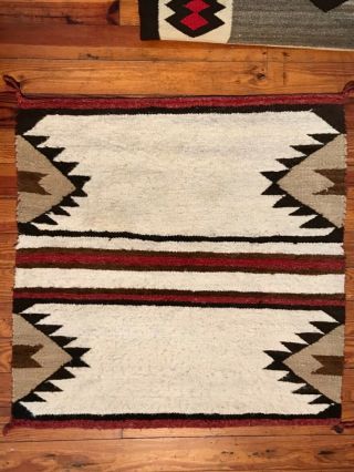 Vintage Navajo Mid Century Single Saddle Blanket / Rug,  Corner Saltillo Designs