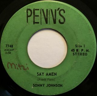 Sonny Johnson Say Amen Bahamas Soul Funk 45 Penn 