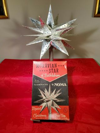 Vintage Moravian Star Of Bethlehem Noma Christmas Tree Topper W/box Illuminated