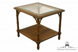 Lane Furniture Asian Chinoiserie Faux - Bamboo Glass Top 22 " End Table