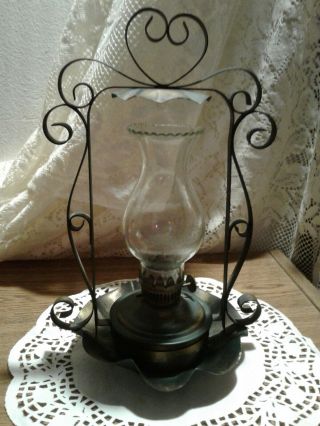 Vintage Metal Oil Lantern Lamp With Glass