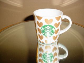 Starbucks Coffee Demitasse Cup 2015 Gold Hearts Espresso Mini Mug 3 Oz