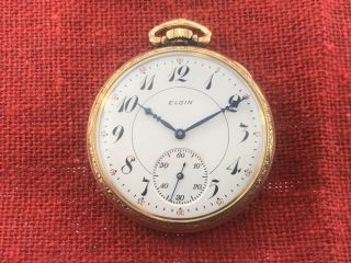 Antique Elgin Pocket Watch Wit Two Tone Movement And Case