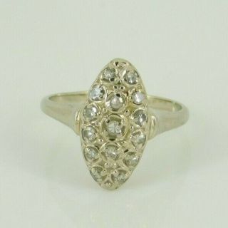 Vintage / Antique Art Deco 14k White Gold Diamond Ring Size 5.  5