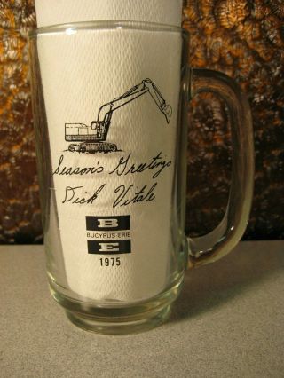 Bucyrus - Erie Hydraulic Excavator Division Christmas 1975 Glass Mug Dick Vitali