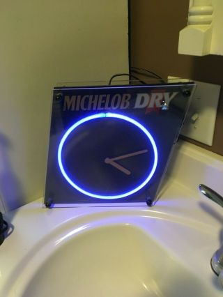 Vintage Michelob Dry Beer Neon Motion Sign Clock Lighted Sign Light