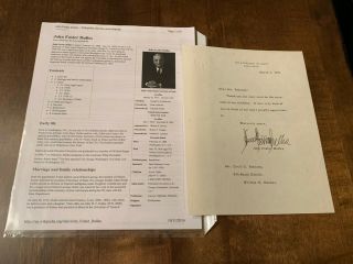 John Foster Dulles - Signed/autograph - Secretary Of State