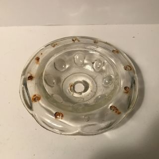 Antique Art Deco Clear Glass 12 Hole Bobeche For Lamp Or Ceiling Light Fixture