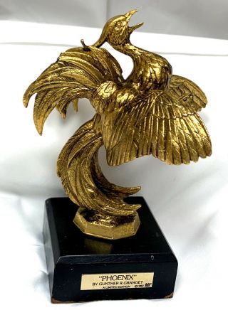 Vintage Gunther Granget Phoenix Bird Brass Metal Sculpture Figure Statue Fig Le