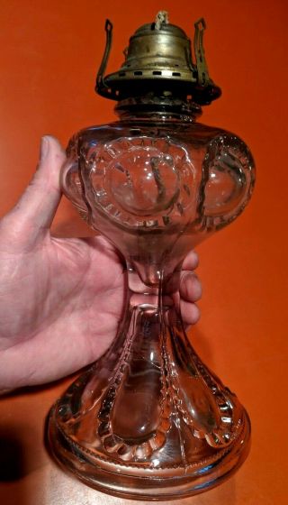 Oil Table Lamp Base - Clear Glass Vintage Antique - Kerosene 2