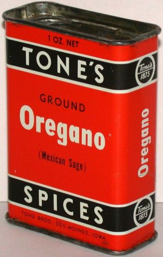 Vintage Spice Tin Tones Ground Oregano Mexican Sage Des Moines Iowa,
