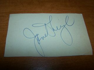 Authentic Hand Signed Autographed 3x5in Cut Paper Actress Janet Leigh Vgc
