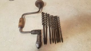 Antique Hand Drill And Bits