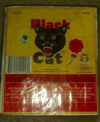 Black Cat.  Brand Firecracker Labels (40/16) Packs.  Brick.