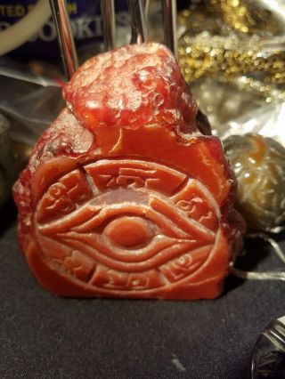 3.  8 " Tibet Orange Quartz Agate Natural Crystal Mineral Rock - Tibet Evil Eye