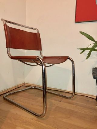 Mart Stam Breuer Bauhaus Cantilever Chrome/cognac Leather Chair Vintage Italy