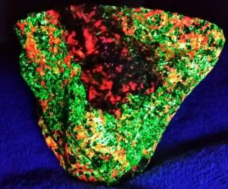 Fluorescent Willemite & Calcite W/ Franklinite Zincite Franklin Nj Mineral Rock