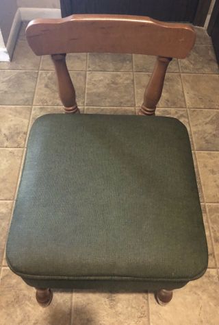 Vintage Mid Century Sewing Chair With Storage/ Green Vinyl