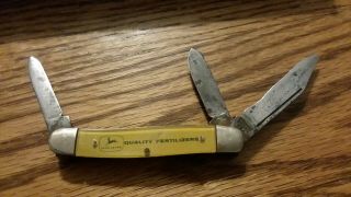 Vintage Advertising John Deere Fertilizers Tri - Fold Pocket Knife Kutmaster