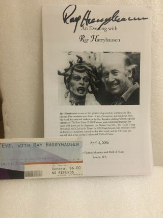 Ray Harryhausen Signed Photo Stop Motion Animator