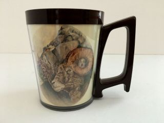 Vintage Flambeau Big Horn Sheep Man Handler Insulated Thermal Coffee Mug 14 Oz