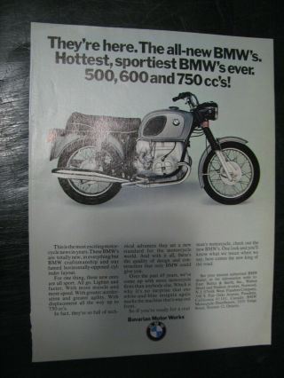 1970 Bmw R75/5 500,  600 And 750 Cc Plus American Eagle 405 Talon Motorcycle Ad