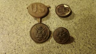 Antique (ww1) Us Army Disk Pin,  Bridle Rosette,  Buttons
