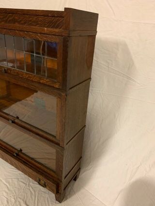 Antique Globe Wernicke barrister bookcase w/leaded glass in quarter - sawn Oak 3