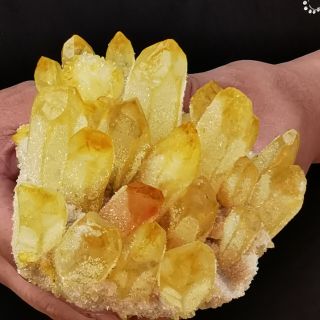 Find Yellow Phantom Quartz Crystal Cluster Mineral Specimen Healing 1.  66lb