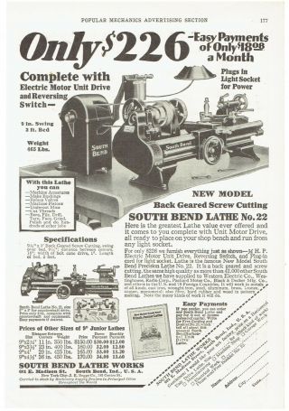 Vintage,  1929 - South Bend Lathe Advertisement