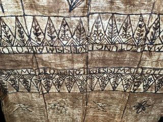 Old Huge SOUTH PACIFIC TAPA CLOTH Tribal Hand Pounded And Painted 74x172” NR 3