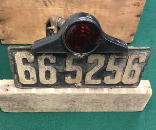 Vintage Teens 1920’s Brass Tail Light Housing License Plate Lamp Bracket Topper