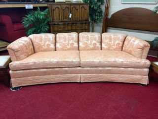 Drexel Heritage Pink/peach Curved Sofa - Chinoiserie Sofa - Delivery Available