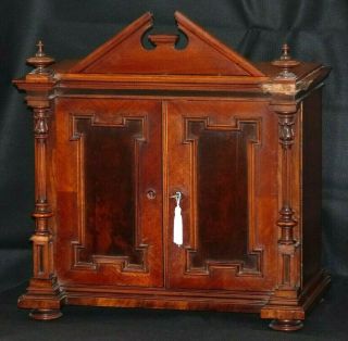Antique William Iv Mahogany Collectors Table Top Cabinet /box– Apprentice Piece?