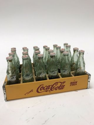 Vintage Coca Cola Minature Wood Case With 24 Miniature 3 " Glass Bottles Tome