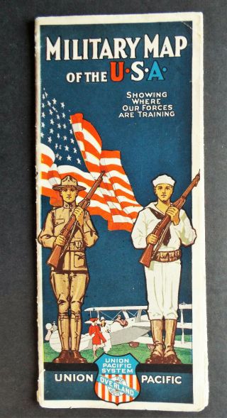 Ww I Military Map Of The Usa From Union Pacific Railroad