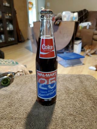 Old 1987 Wal - Mart Coca Cola Bottle 25 Year Anniversary - 32 Yrs.  Old