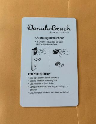 Room Key Card from The Dorado Beach Hotel (Ritz Carlton Reserve) in Puerto Rico 2